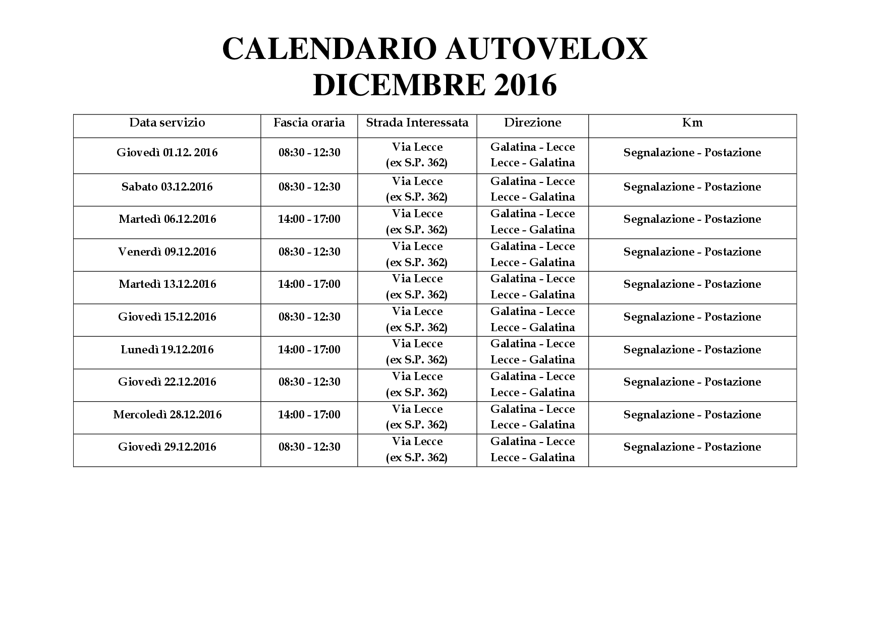 CALENDARIO AUTOVELOX DICEMBRE