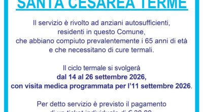 iscrizioni per il servizio di trasporto per e da SANTA CESAREA TERME