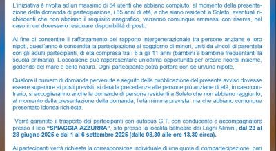 UN’ESTATE AL MARE – SOGGIORNO BALNEARE PER LE PERSONE ANZIANE E LORO NIPOTI