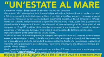 AVVISO PUBBLICO per il servizio UN’ESTATE AL MARE – SOGGIORNO BALNEARE...