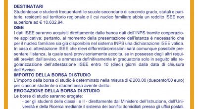BORSE DI STUDIO 2021/2022  : AVVISO PER L’ASSEGNAZIONE DELLE BORSE DI STUDI...