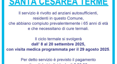 iscrizioni per il servizio di trasporto per e da  SANTA CESAREA TERME