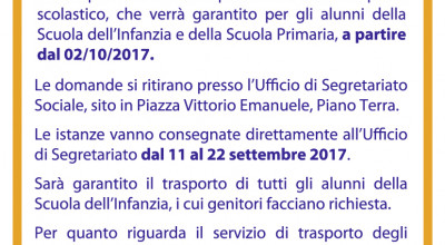 SERVIZIO TRASPORTO SCOLASTICO ANNO 2017/2018