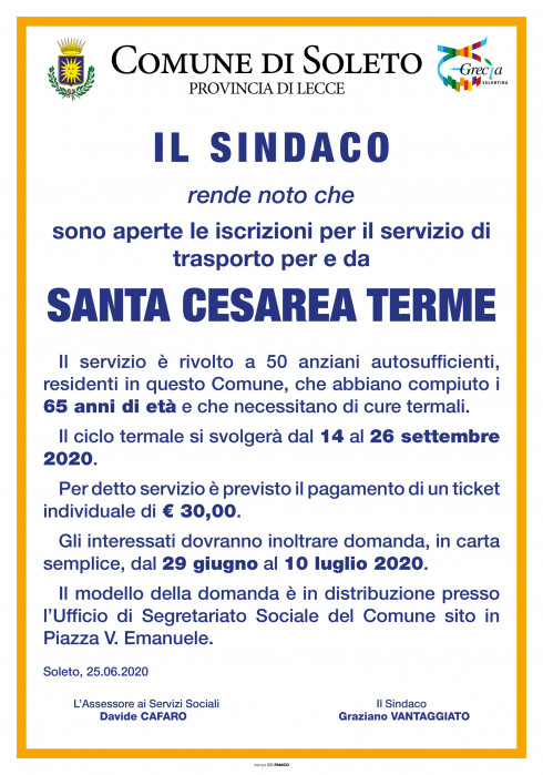 Servizio di trasporto per e da Santa Cesarea Terme