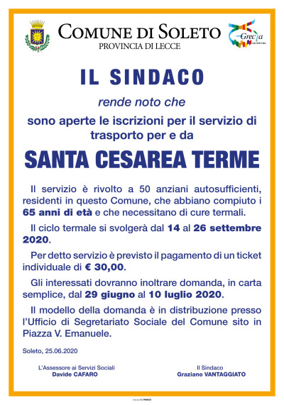 Servizio di trasporto per e da Santa Cesarea Terme