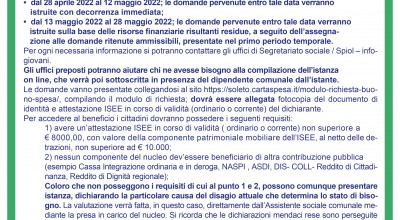 RIAPERTURA TERMINI Avviso pubblico relativo alla concessione delle misure urg...