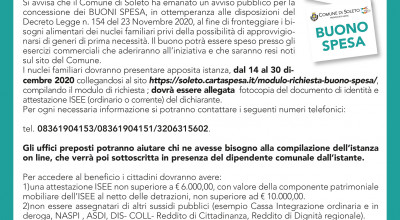 AVVISO PUBBLICO PER LA CONCESSIONE DI BUONI SPESA