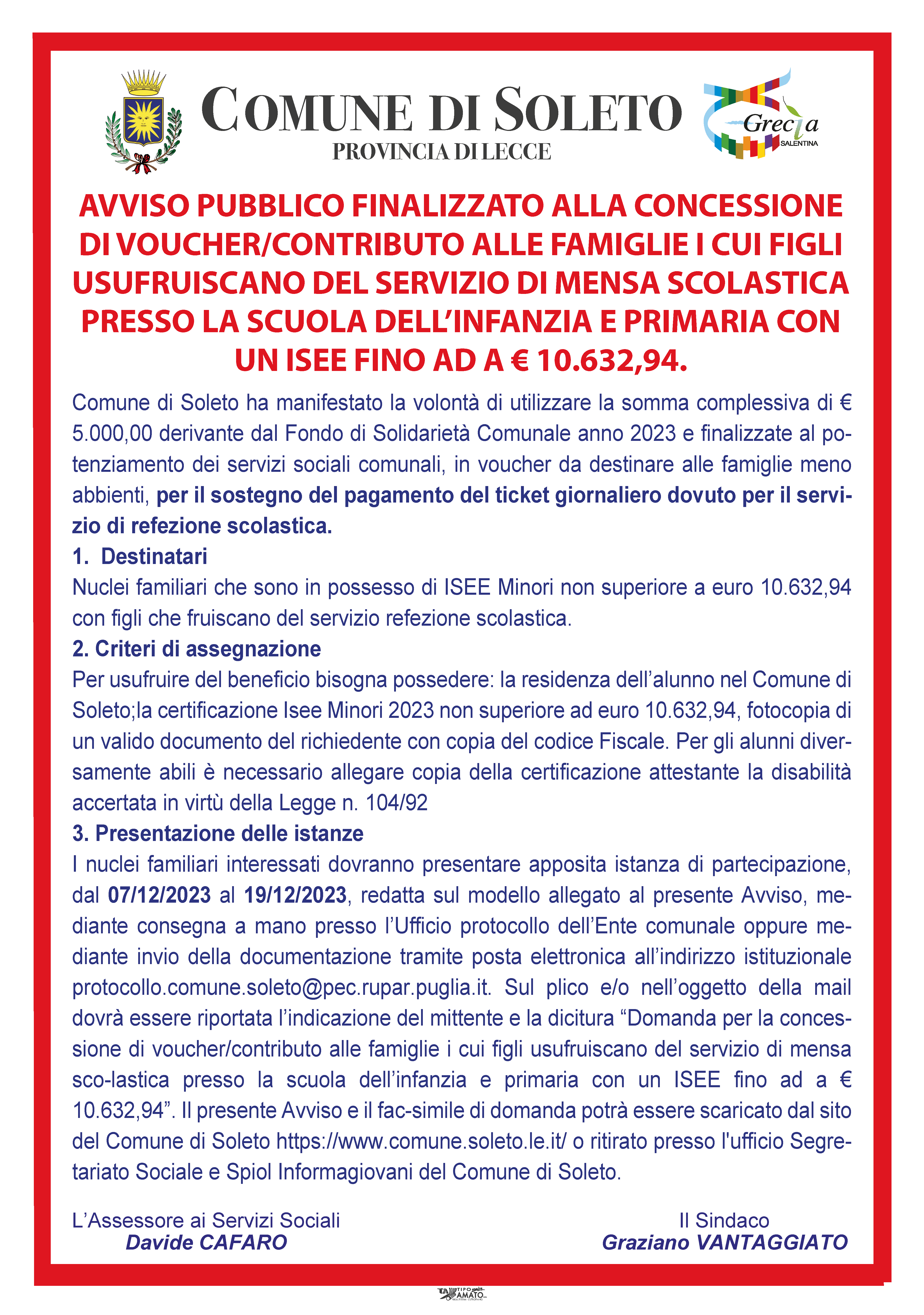  AVVISO PUBBLICO FINALIZZATO ALLA CONCESSIONE DI VOUCHER/CONTRIBUTO ALLE FAMI...