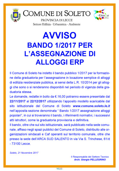 Bando di concorso per l'assegnazione di alloggi di edilizia residenziale pubb...