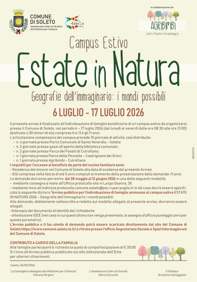 AVVISO PUBBLICO per l’acquisizione delle iscrizioni al Campus estivo &l...