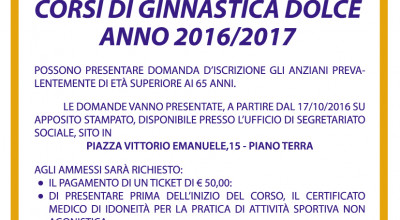 CORSI DI GINNASTICA DOLCE - ANNO 2016/2017