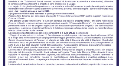 IL TRENO DELLA MEMORIA 2026 AVVISO PUBBLICO