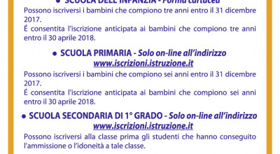 ISCRIZIONI SCUOLE DI OGNI ORDINE E GRADO - ANNO SCOLASTICO 2017/2018