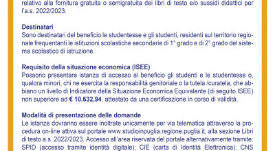 AVVISO PER L’ASSEGNAZIONE DEL BENEFICIO RELATIVO ALLA FORNITURA GRATUIT...