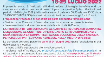 Avviso pubblico per l’individuazione di famiglie ammesse al campus esti...