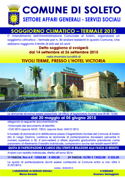 SOGGIORNO CLIMATICO-TERMALE 2015