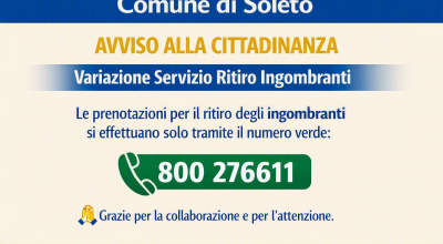 VARIAZIONE SERVIZIO PRENOTAZIONI RITIRO INGOMBRANTI