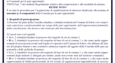 AVVISO PUBBLICO PER MANIFESTAZIONE DI INTERESSE PER LA NOMINA DEI COMPONENTI ...