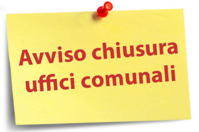 Ordinanza n. 53 - Chiusura uffici comunali per i giovedì pomeriggio de...