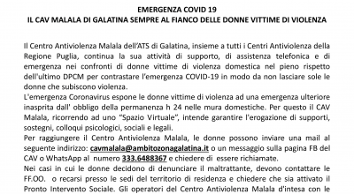 EMERGENZA COVID 19 - IL CAV MALALA DI GALATINA SEMPRE AL FIANCO DELLE DONNE V...
