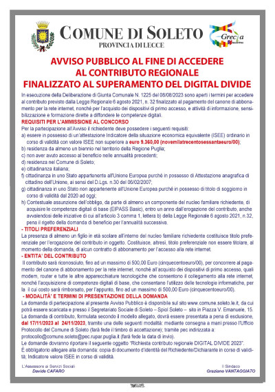 AVVISO PUBBLICO AL FINE DI ACCEDERE AL CONTRIBUTO REGIONALE FINALIZZATO AL SU...