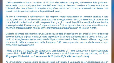 UN’ESTATE AL MARE – SOGGIORNO BALNEARE PER LE PERSONE ANZIANE E L...