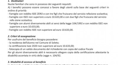 RIAPERTURA TERMINI - ESONERO PAGAMENTO TICKET MENSA SCUOLA DELL’INFANZI...